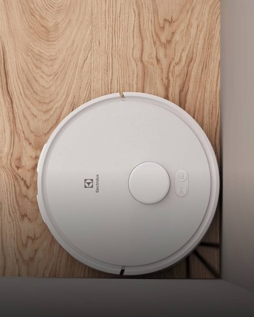 A robot vacuum cleaner from above.